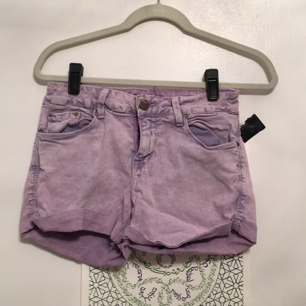 Purple washed BDG jean shorts
